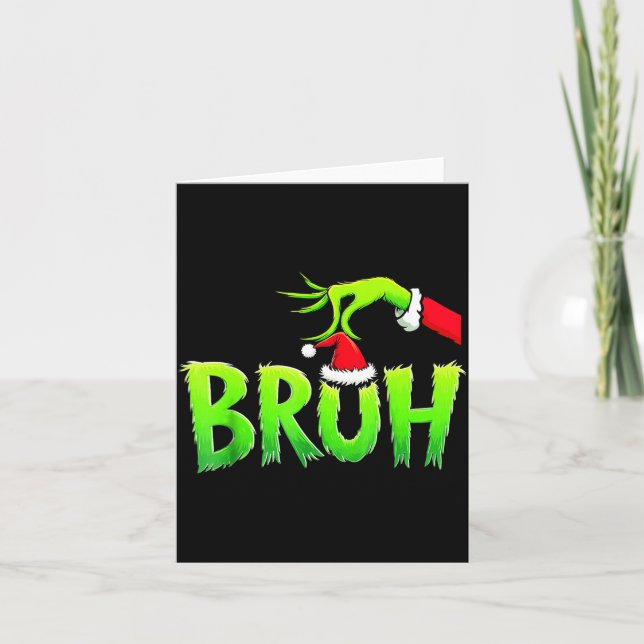 Bruh Christmas Shirt Kids Xmas Teens Boys Funny Ch Card (Front)