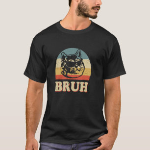 Bruh Cool Cat with Glasses Distressed Sunset T-Shirt