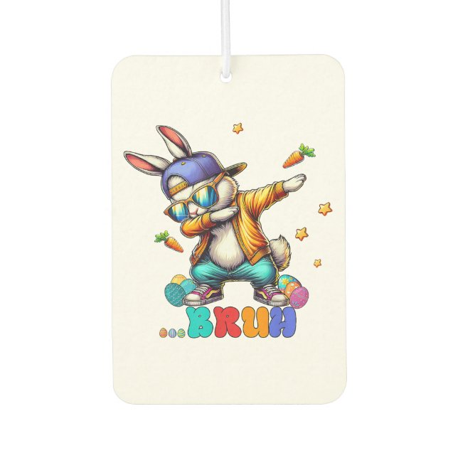 Bruh Dab Bunny Easter Funny Car Air Freshener (Front)