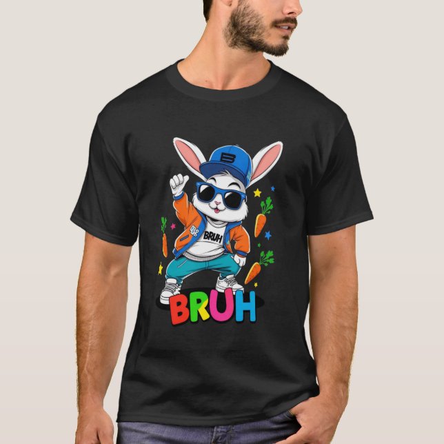 Bruh Dab Bunny Easter Funny Kids Toddler Boys Mens T-Shirt (Front)