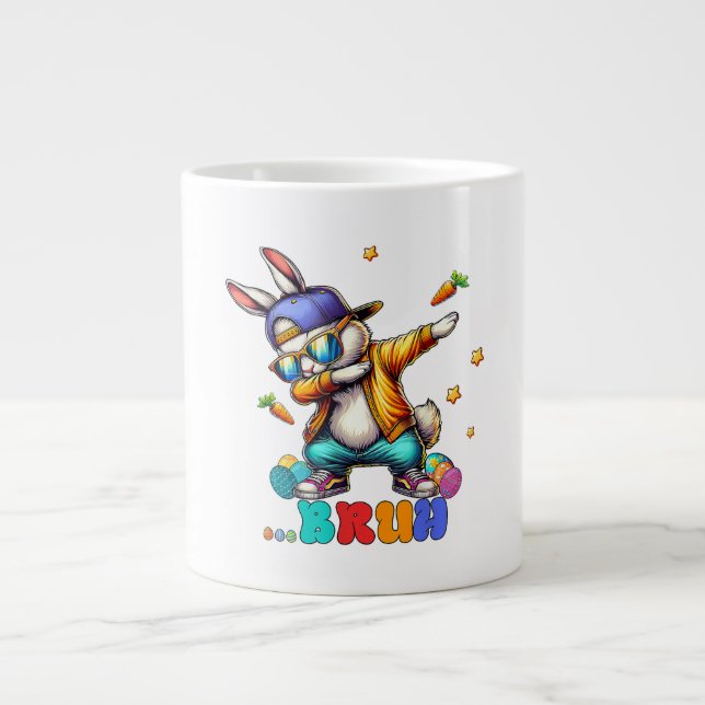 Bruh Dab Bunny Easter Funny Large Coffee Mug (Front)