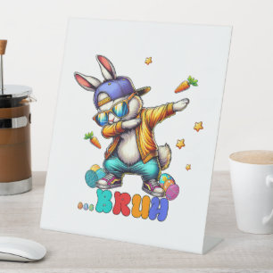 Bruh Dab Bunny Easter Funny Pedestal Sign