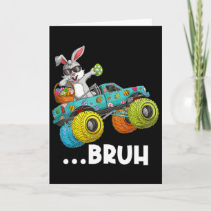 Bruh Dabbing Bunny Happy Easter Monster Truck Love Card