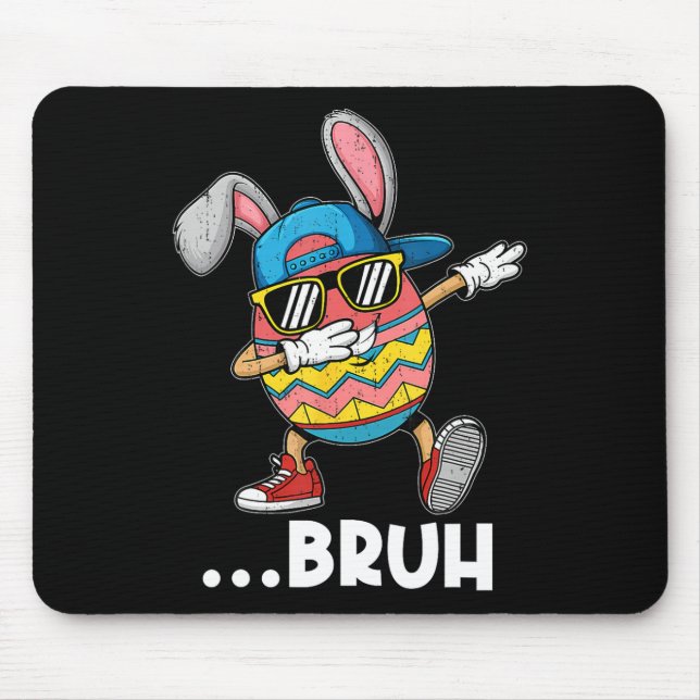 Bruh Dabbing Easter Egg Bunny Cute Dab Dance Boys  Mouse Mat (Front)