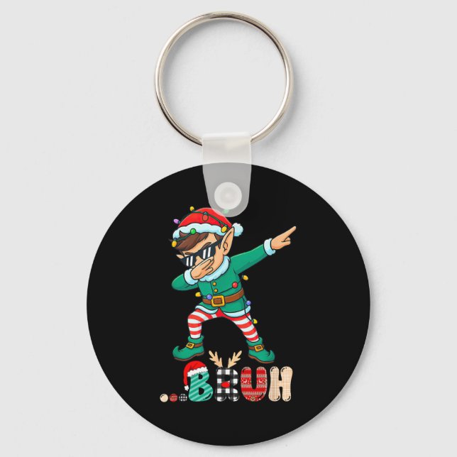 Bruh Dabbing Elf Funny Kids Boys Mens Christmas Ma Key Ring (Front)
