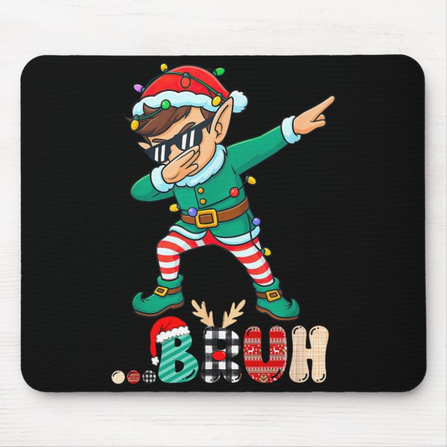 Bruh Dabbing Elf Funny Kids Boys Mens Christmas Ma Mouse Mat (Front)