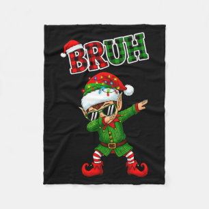 Bruh Dabbing Elf Funny Kids Years Pajamas Christma Fleece Blanket