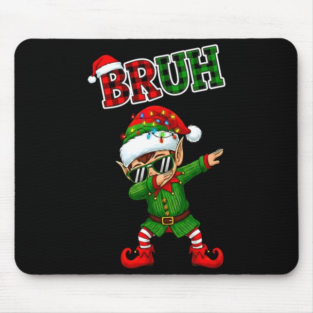Bruh Dabbing Elf Funny Kids Years Pajamas Christma Mouse Mat (Front)