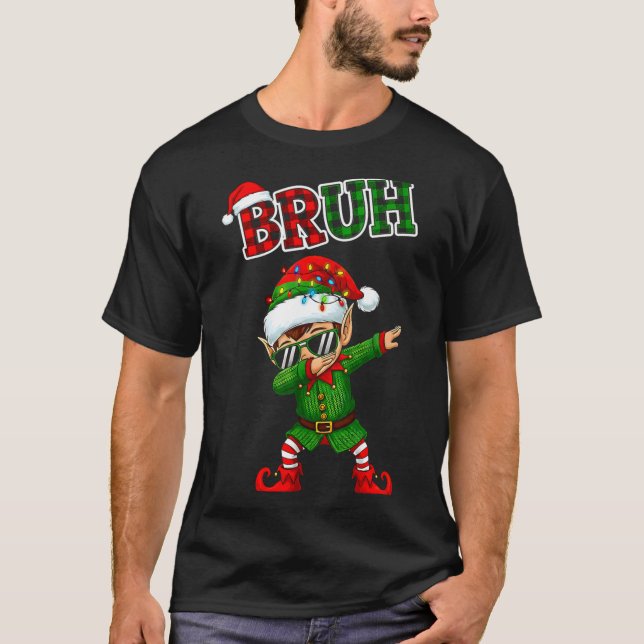 Bruh Dabbing Elf Funny Kids Years Pajamas Christma T-Shirt (Front)
