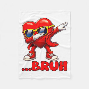 Bruh Dabbing Heart Funny Kids Boys Mens Valentine Fleece Blanket