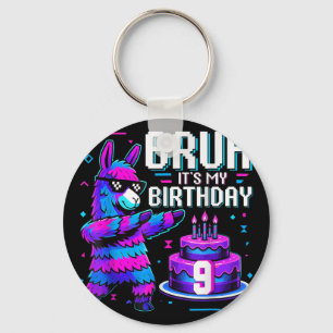 Bruh Dabbing Its My 9th Birthday Llama Pinata Boy  Key Ring