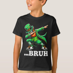 Bruh Dabbing Leprechaun Funny Meme Kids Boys St Pa T-Shirt