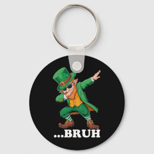 Bruh Dabbing Leprechaun Funny Men Kids Boys St Pat Key Ring