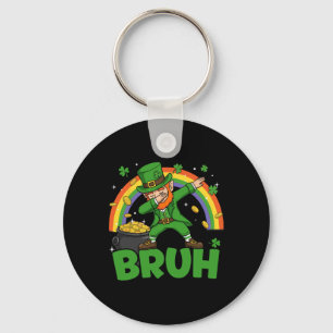 Bruh Dabbing Leprechaun Funny St Patricks Day Boys Key Ring