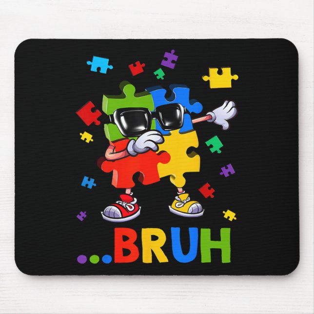 Bruh Dabbing Puzzle Autism Awareness Teens Boys Ki Mouse Mat (Front)