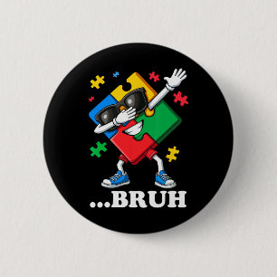 Bruh Dabbing Puzzle Funny Kids Boys Mens Autism 6 Cm Round Badge
