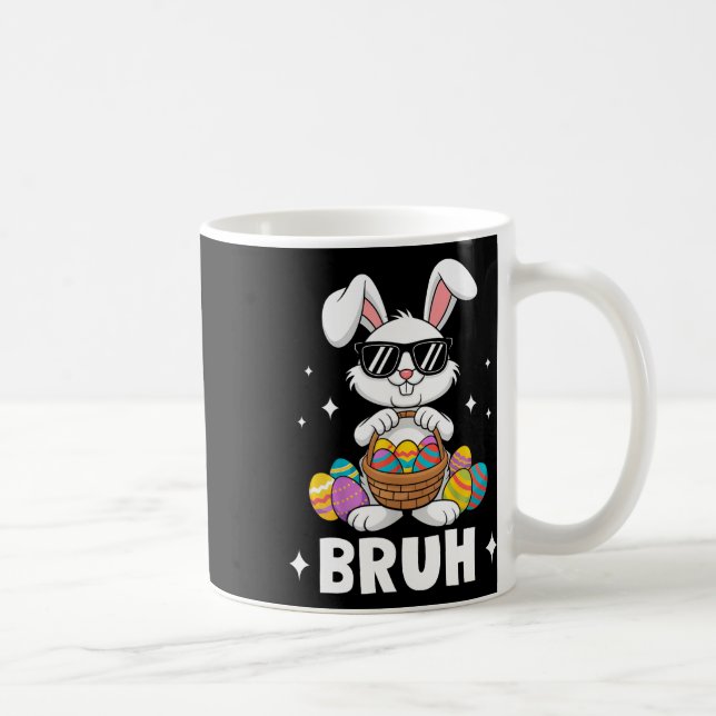 Bruh Dabbing Rabbit Bunny Happy Easter Day Egg Boy Coffee Mug (Right)