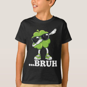 Bruh Dabbing Shamrock Funny Mens Kids Boys St Patr T-Shirt