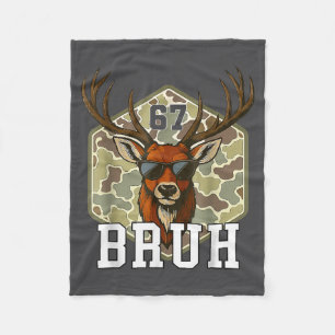 Bruh Deer 67 Funny Deer Hunting Camo Hat Youth Tee Fleece Blanket