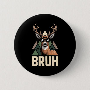 Bruh Deer Funny Deer Hunting Camo Hat Youth Kids S 6 Cm Round Badge