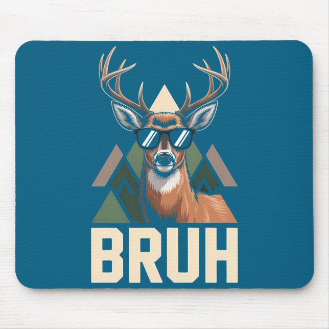 Bruh Deer Funny Deer Hunting Camo Hat Youth Kids S Mouse Mat (Front)