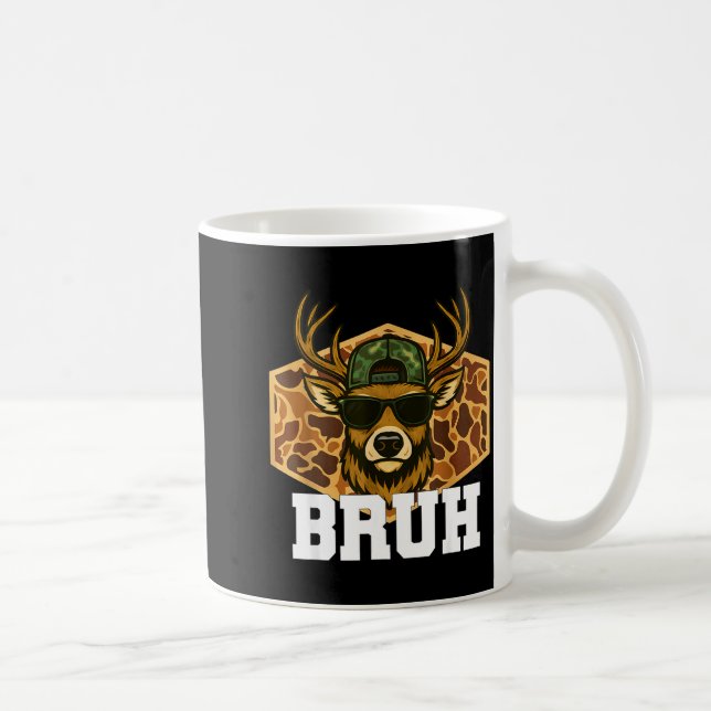 Bruh Deer Funny Deer Hunting Camo Hat Youth Teens  Coffee Mug (Right)