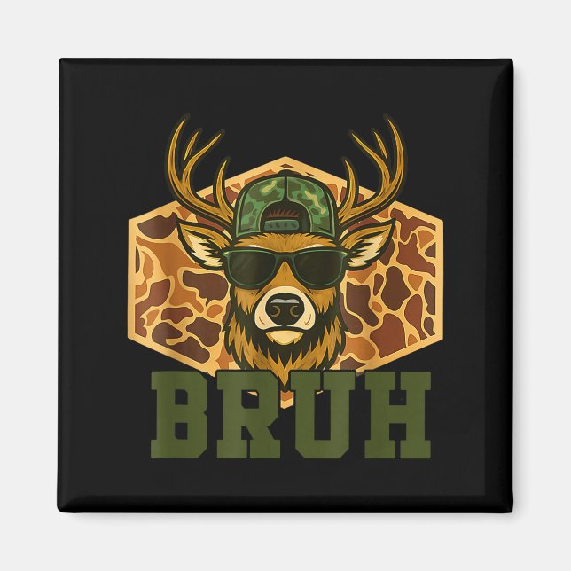 Bruh Deer Funny Deer Hunting Camo Hat Youth Teens  Magnet (Front)