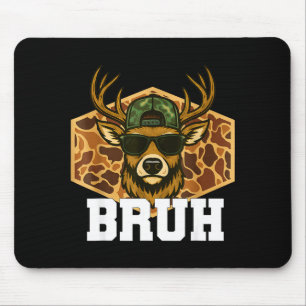 Bruh Deer Funny Deer Hunting Camo Hat Youth Teens Mouse Mat