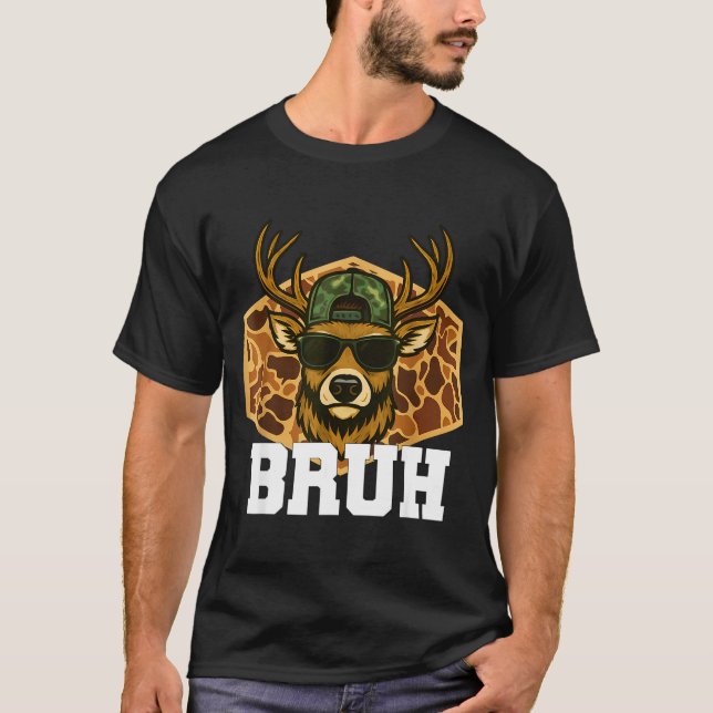 Bruh Deer Funny Deer Hunting Camo Hat Youth Teens  T-Shirt (Front)
