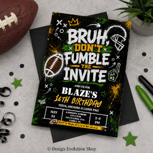Bruh Don't Fumble the Ball Birthday Invitation