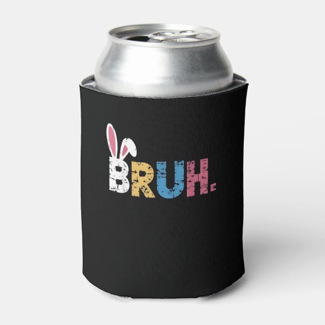 Bruh Easter Bunny Cute Meme For Kids _3 Can Cooler (Can Front)