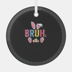 Bruh Easter Bunny Cute Meme For Kids _7 Glass Tree Decoration