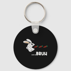 Bruh Easter Bunny Eating Chocolate Carrots Rabbit Key Ring