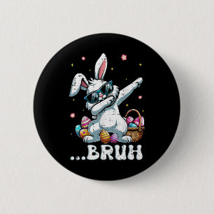 Bruh Easter Dabbing Bunny Rabbit Dance Kids Boys M 6 Cm Round Badge
