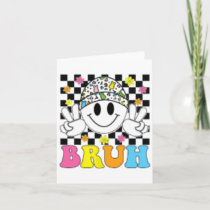 Bruh Easter Day Funny Bunny Eggs Groovy Smile Face Card