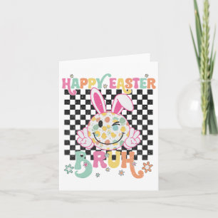 Bruh Easter Day Funny Bunny Eggs Groovy Smile Face Card