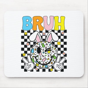 Bruh Easter Day Funny Bunny Eggs Groovy Smile Face Mouse Mat