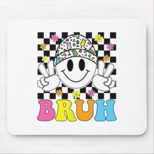 Bruh Easter Day Funny Bunny Eggs Groovy Smile Face Mouse Mat