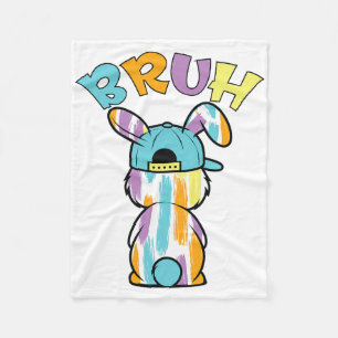 Bruh Easter Day Funny Colourful Rabbit Bunny Easte Fleece Blanket