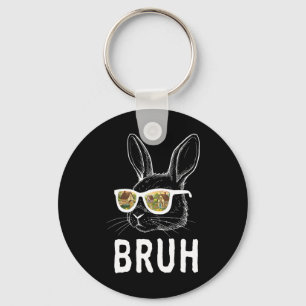 Bruh Easter Day Funny Rabbit Bunny Face Gles Easte Key Ring