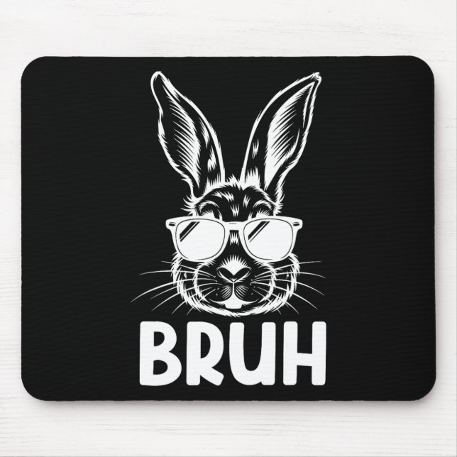Bruh Easter Day Funny Rabbit Bunny Face Gles Easte Mouse Mat (Front)