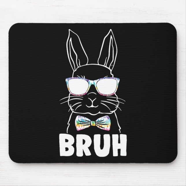 Bruh Easter Day Funny Rabbit Bunny Face Gles Easte Mouse Mat (Front)