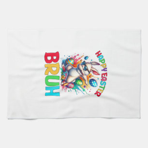 Bruh Easter Eggs Teens Boys Kids Easter Bunny East Tea Towel
