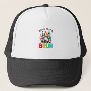 Bruh Easter Eggs Teens Boys Kids Easter Bunny East Trucker Hat
