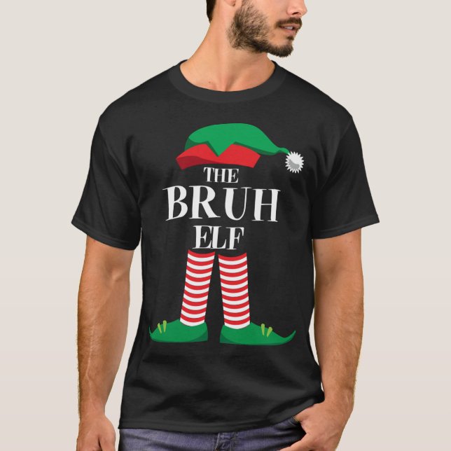 Bruh Elf Matching Family Elf Christmas Pajama T-Shirt (Front)