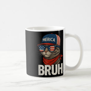 Bruh Fourth 4th Of July Cat American Patriotic Men Coffee Mug