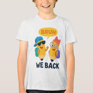 BRUH Funny Back to School Pencil Kids Tri-Blend Shirt