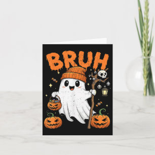 Bruh Funny Boo Pumpkin Funny Halloween Kids Boys Card