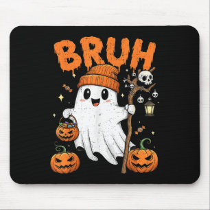 Bruh Funny Boo Pumpkin Funny Halloween Kids Boys Mouse Mat