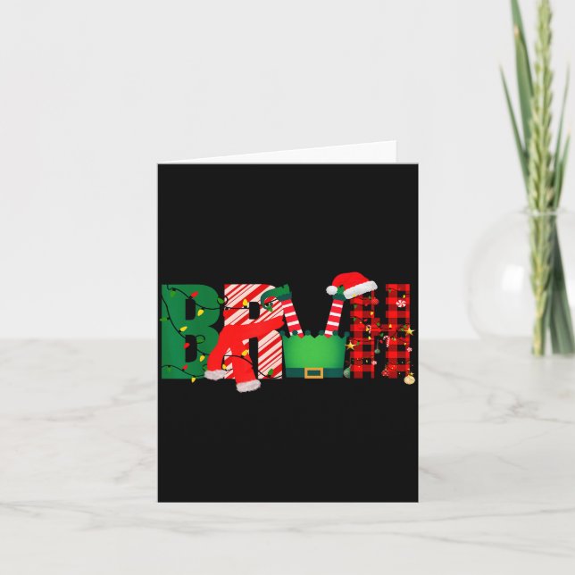 Bruh Funny Christmas For Kids Boys Bruh Xmas Light Card (Front)